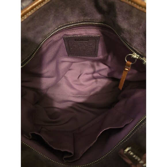 Vtg Coach Hampton Suede Book Tote Shoulder Bag Purse Plum Purple Silver F10411 - Picture 9 of 12
